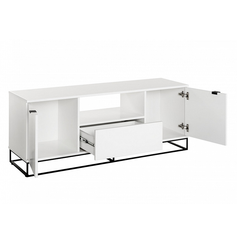 ТВ-тумба белая с  2-мя дверцами и ящиком Strict Lines