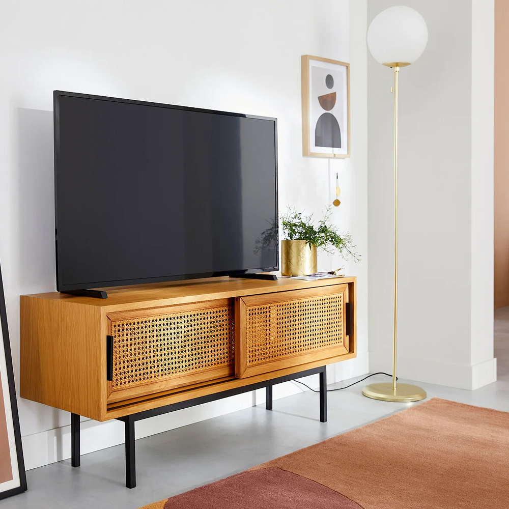 ТВ-тумба из дуба и плетеного ротанга Wicker Chasey TV Stand
