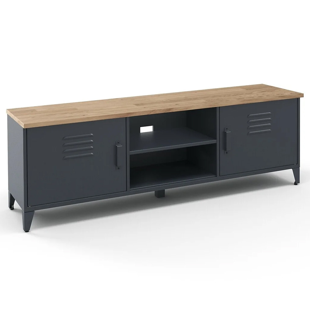 ТВ-тумба из металла и столешницей из массива дуба Metal Wood TV-Stand