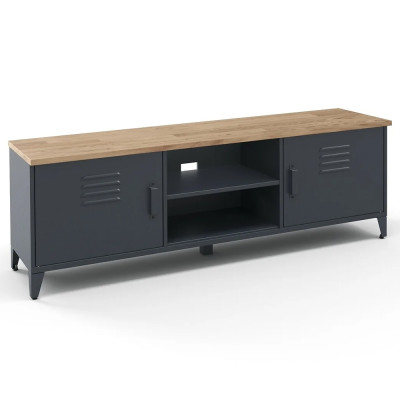 ТВ-тумба из металла и столешницей из массива дуба Metal Wood TV-Stand
