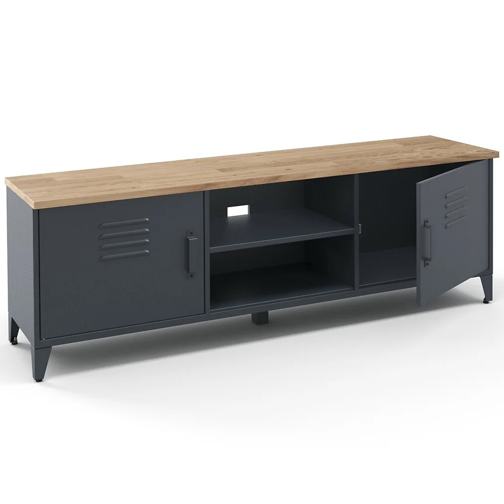 ТВ-тумба из металла и столешницей из массива дуба Metal Wood TV-Stand