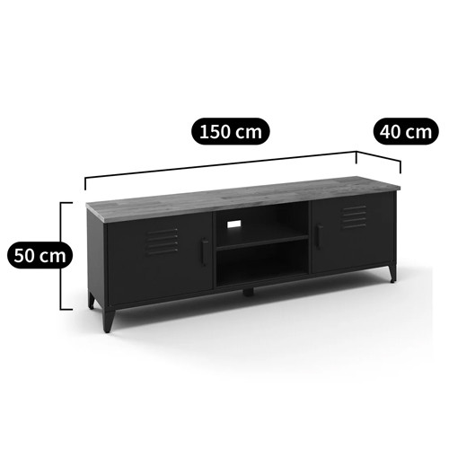 ТВ-тумба из металла и столешницей из массива дуба Metal Wood TV-Stand