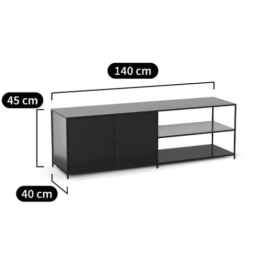 ТВ-тумба из металла с 2-мя дверцами и полками Damian Metal TV Stand