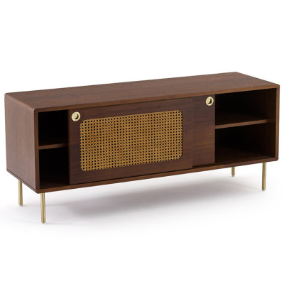 ТВ-тумба из ореха с плетеным декором Eland Wooden Wicker TV Stand