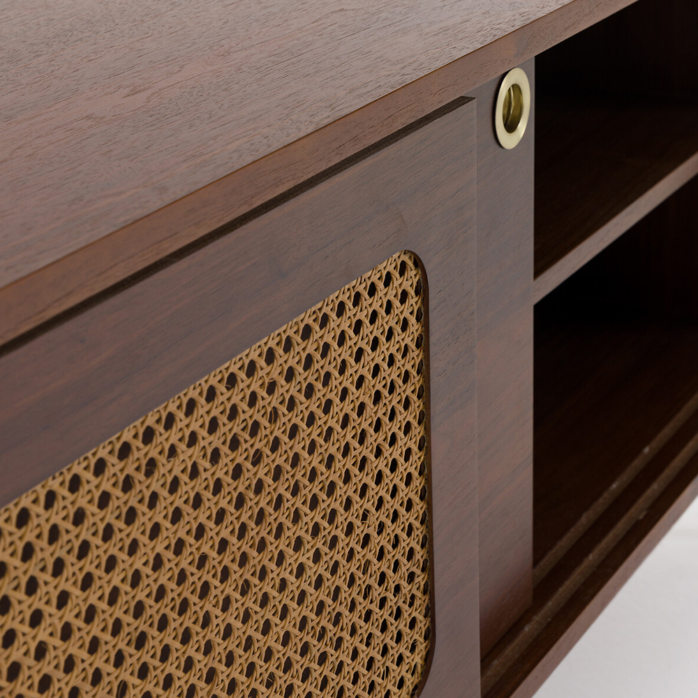 ТВ-тумба из ореха с плетеным декором Eland Wooden Wicker TV Stand