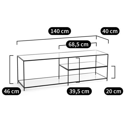 ТВ-тумба из стекла и металла Tingey Metal Glass TV Stand