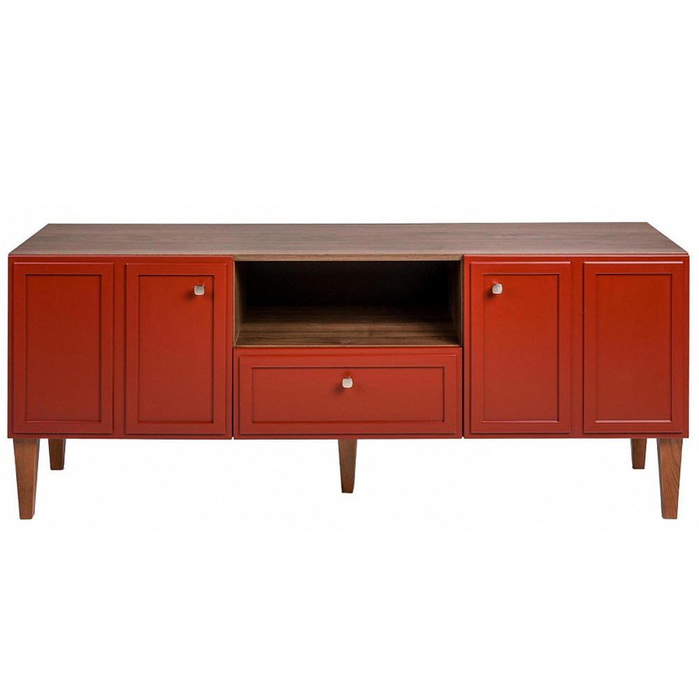 ТВ-тумба красная из массива бука с 2-мя дверками и ящиком Wenge Light
