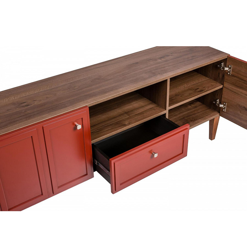 ТВ-тумба красная из массива бука с 2-мя дверками и ящиком Wenge Light