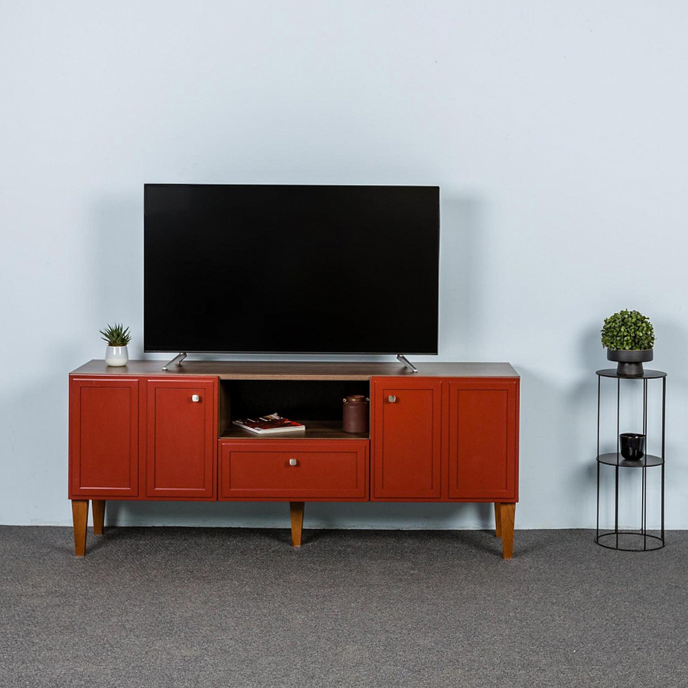 ТВ-тумба красная из массива бука с 2-мя дверками и ящиком Wenge Light