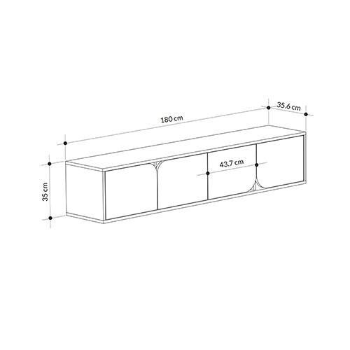 ТВ-тумба подвесная цвета древесины с 4-мя темно-серыми дверцами SPARK TV STAND OAK ANTHRACITE