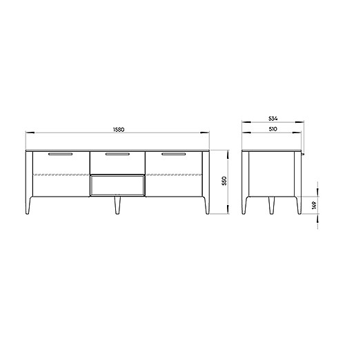 ТВ-тумба с 2-мя дверцами и ящиком Type ширина 160 см