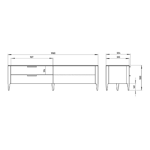 ТВ-тумба с 2-мя ящиками и откидной дверцей Type