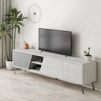 ТВ-тумба с 3-мя дверцами и полками Grey Albe TV Stand