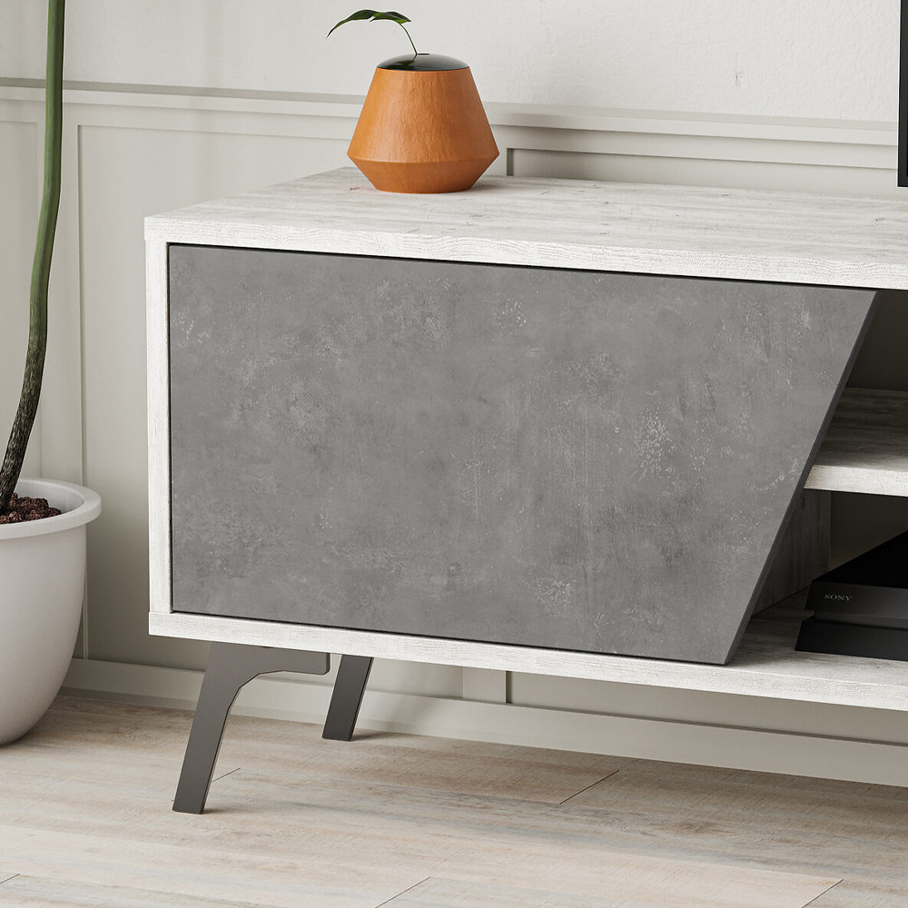ТВ-тумба с 3-мя дверцами и полками Grey Albe TV Stand