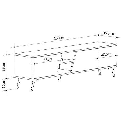 ТВ-тумба с 3-мя дверцами и полками Grey Albe TV Stand