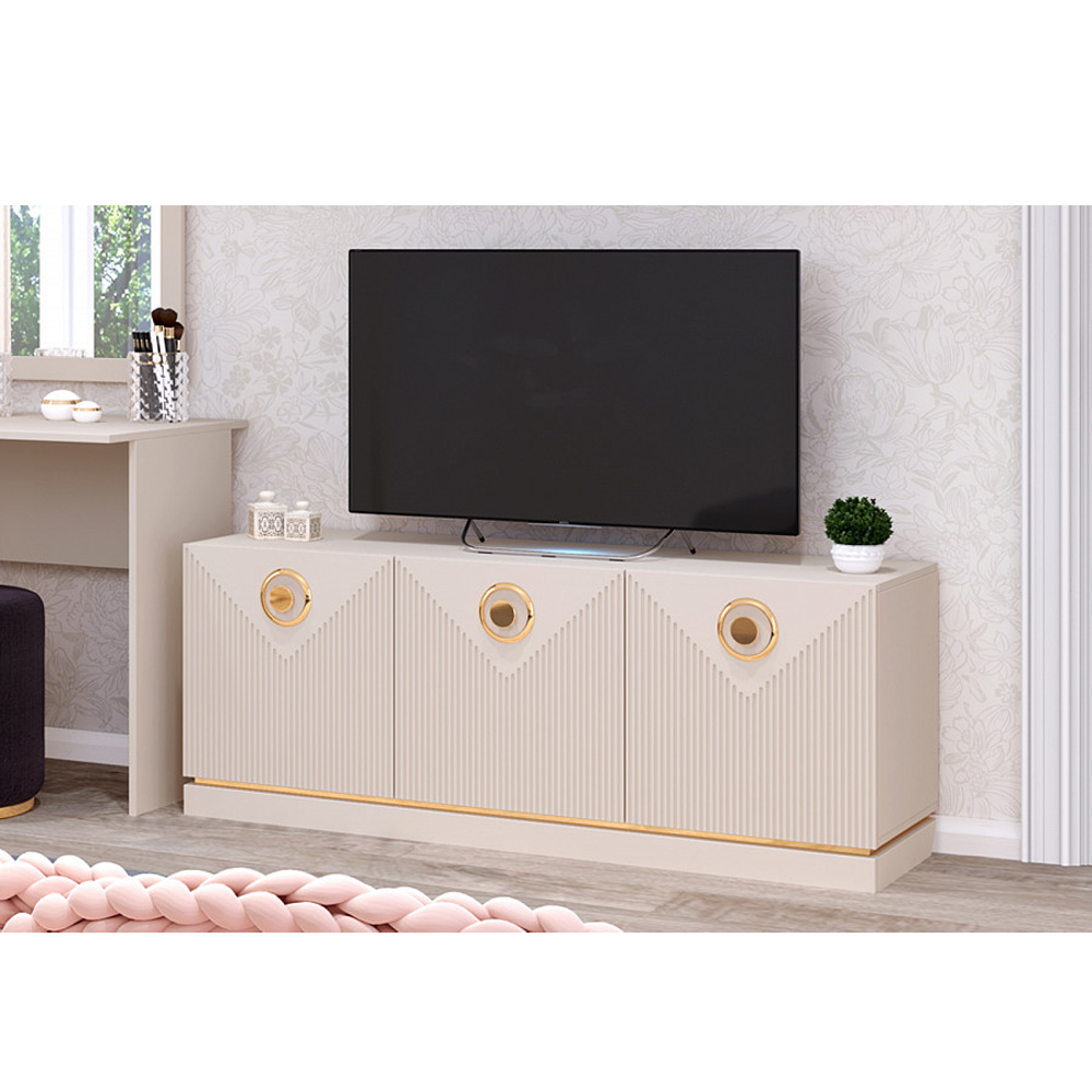 ТВ-тумба с 3-мя фактурными дверцами Satin Furniture