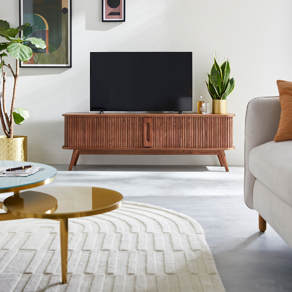ТВ-тумба с двумя раздвижными дверцами Toinette Brown TV Stand