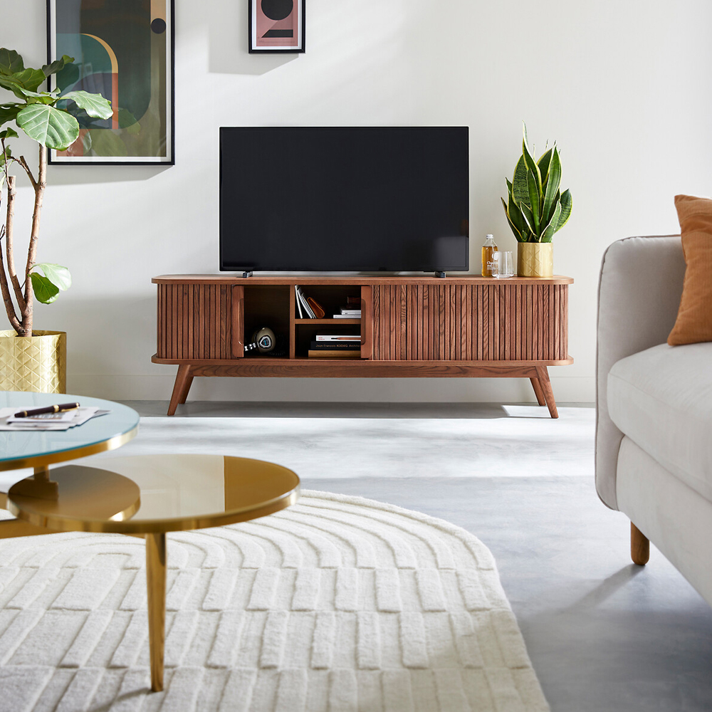 ТВ-тумба с двумя раздвижными дверцами Toinette Brown TV Stand
