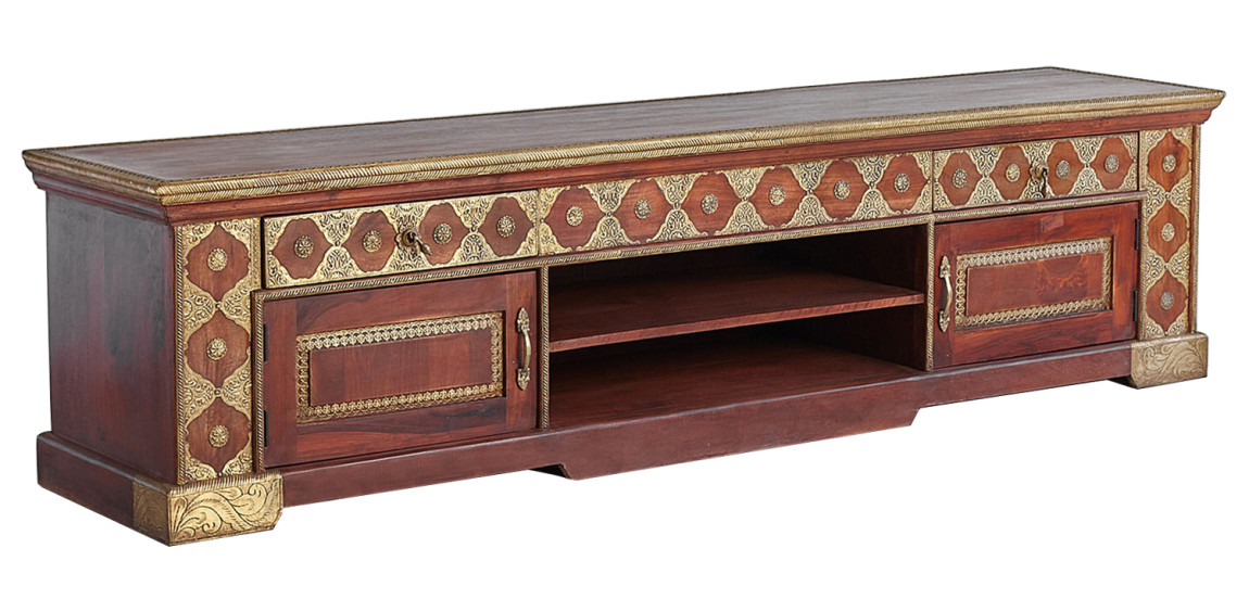ТВ-тумба с латунной чеканкой Tejas Indian Inlaid TV Stand