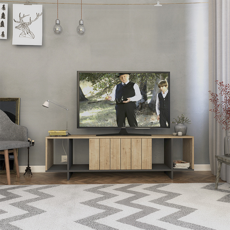 ТВ-тумба с откидной дверцей и 4-мя полками ZITANO TV STAND OAK