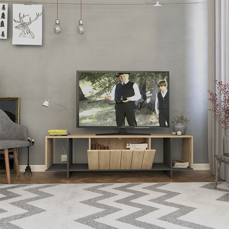 ТВ-тумба с откидной дверцей и 4-мя полками ZITANO TV STAND OAK