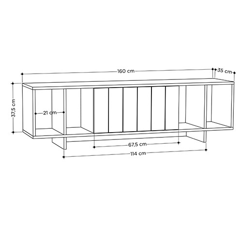 ТВ-тумба с откидной дверцей и 4-мя полками ZITANO TV STAND OAK