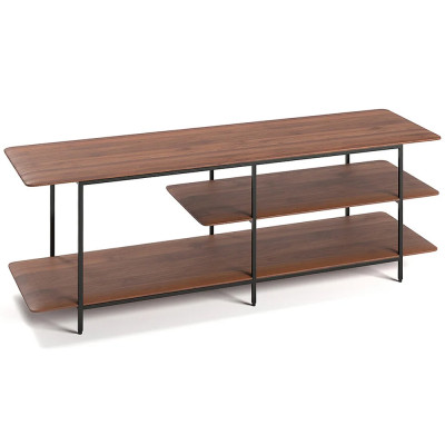 ТВ-тумба с полками из массива ореха Derick Wooden TV Stand