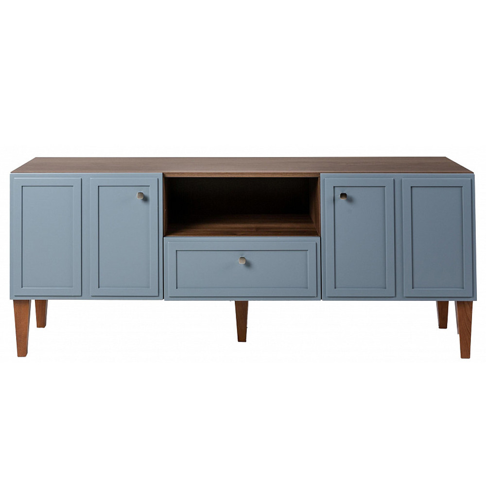 ТВ-тумба серая из массива бука с 2-мя дверками и ящиком Wenge Light