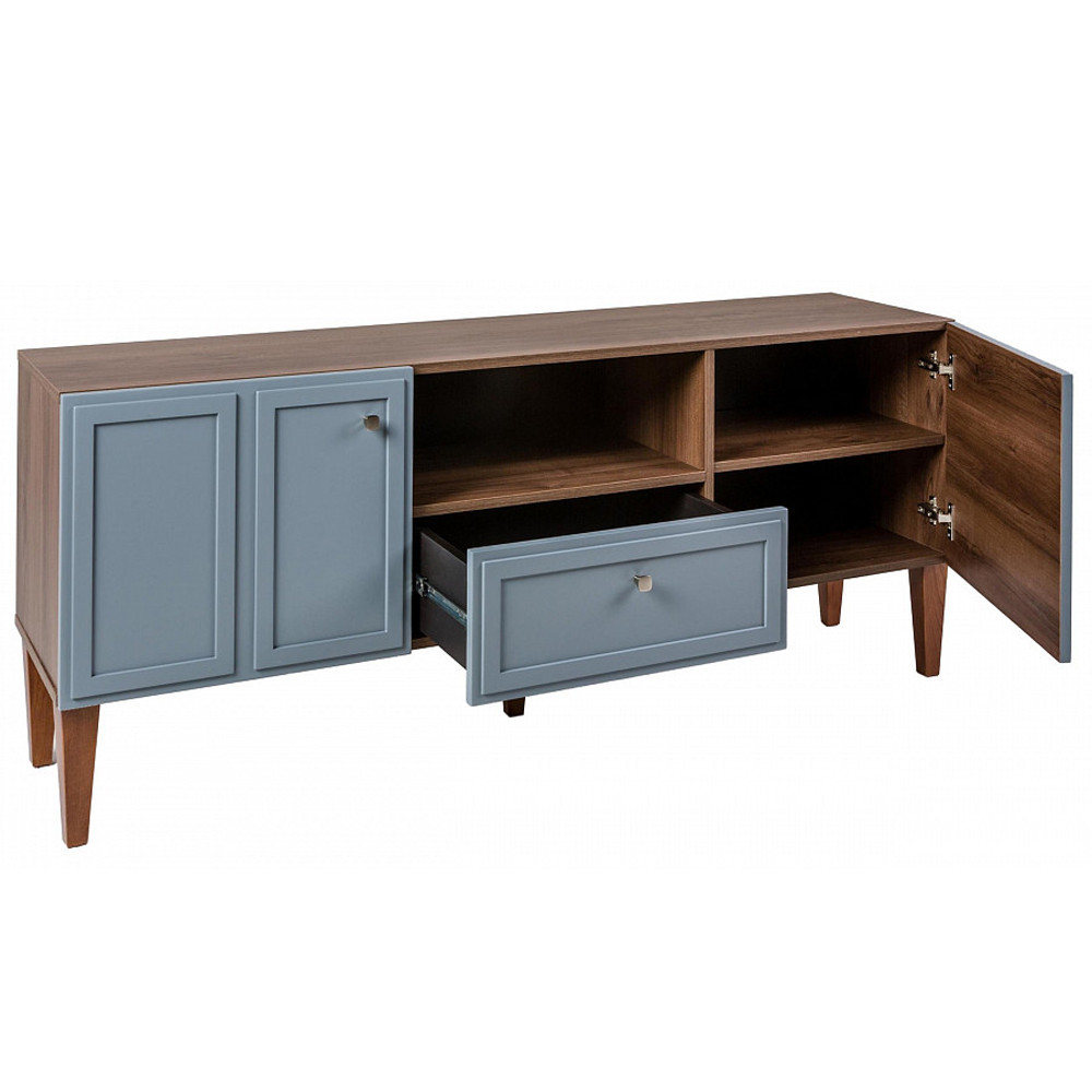 ТВ-тумба серая из массива бука с 2-мя дверками и ящиком Wenge Light