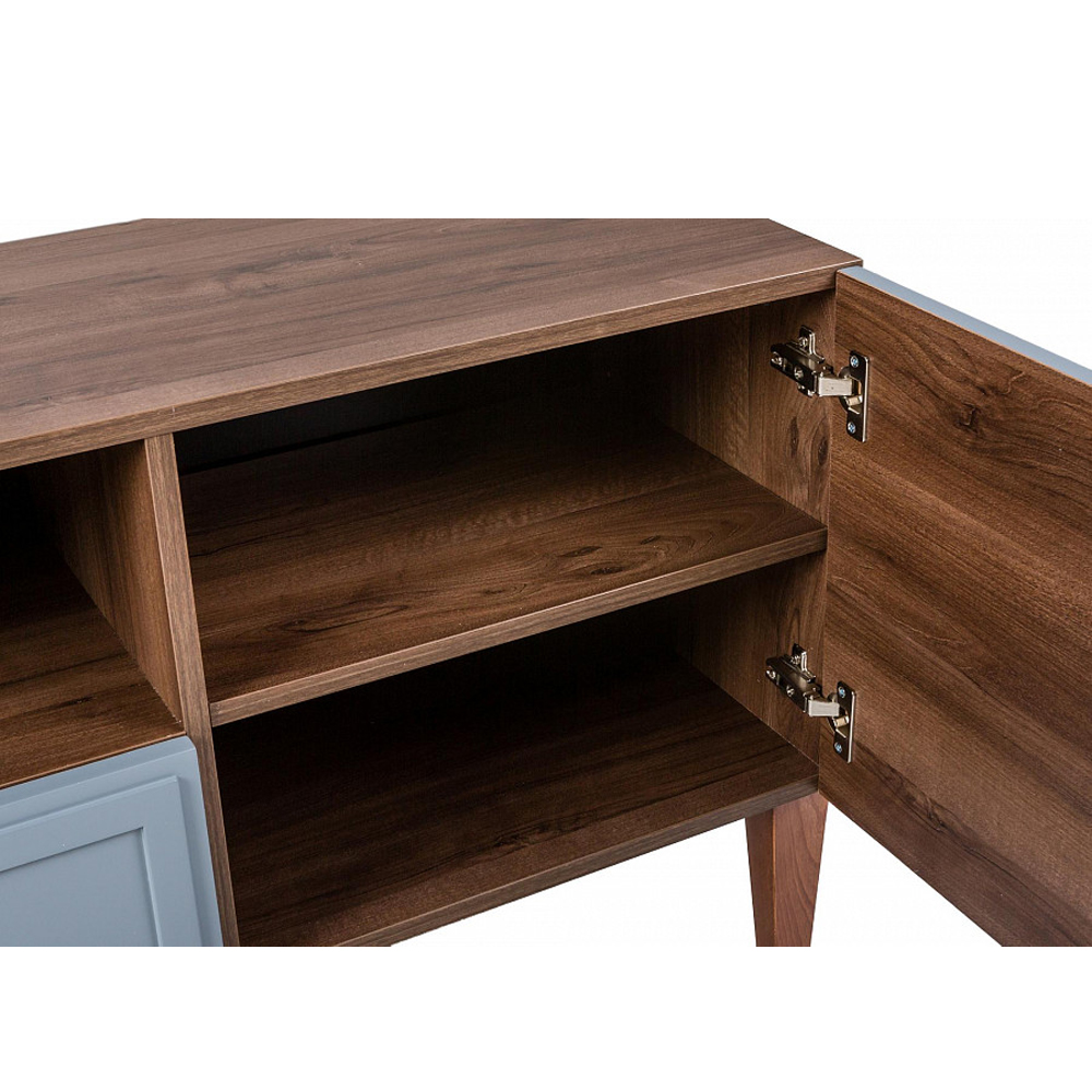 ТВ-тумба серая из массива бука с 2-мя дверками и ящиком Wenge Light