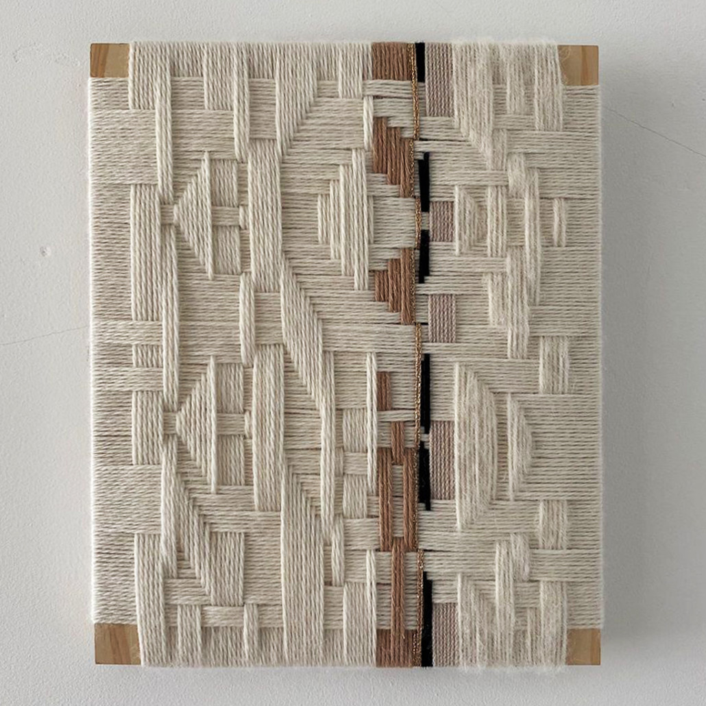 Текстильное панно ручной работы из хлопкового шнура wall panel line beige