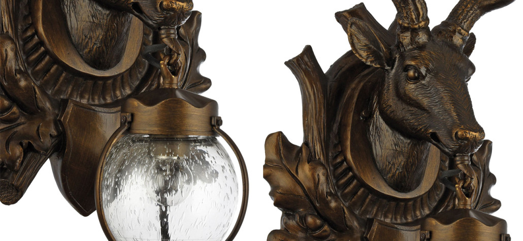 Темно-коричневый уличный светильник с головой оленя ANIMAL LANTERN