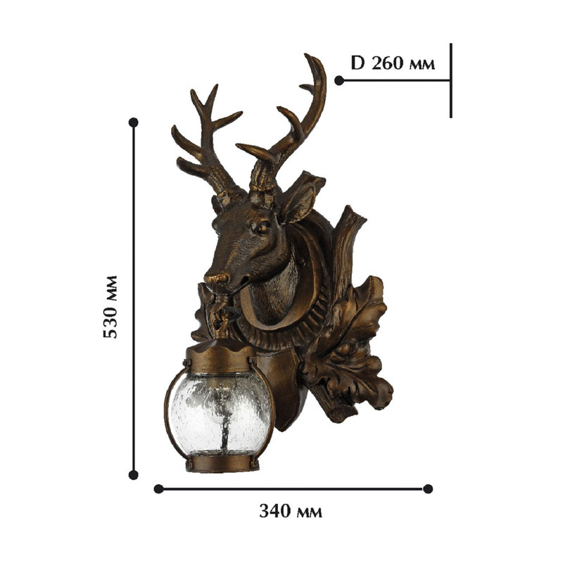 Темно-коричневый уличный светильник с головой оленя ANIMAL LANTERN