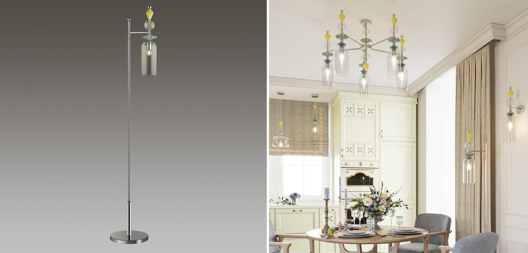 Торшер Iris Glass Floor lamp Candy chrome