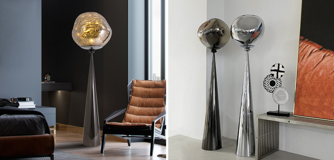Торшер Kaine Glass Metal Floor Lamp