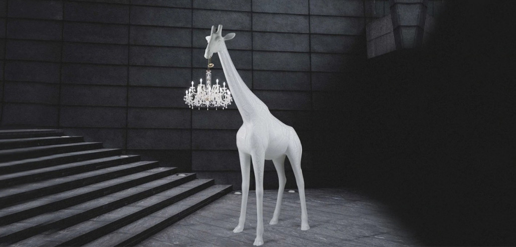 Торшер белый жираф в натуральную величину White Giraffe Lamp large size