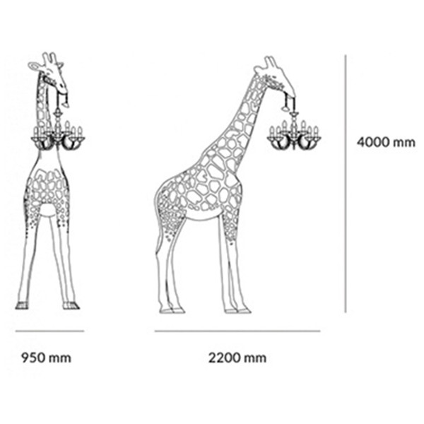 Торшер белый жираф в натуральную величину White Giraffe Lamp large size