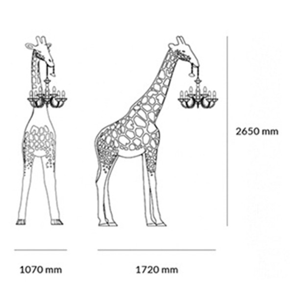 Торшер белый жираф в натуральную величину White Giraffe Lamp large size