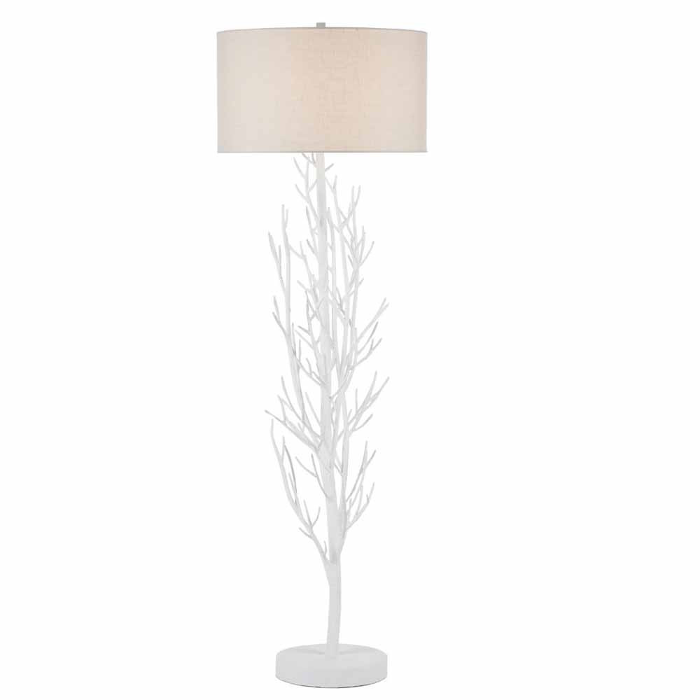 Торшер белый с цилиндрическим абажуром и каркасом в виде дерева Branched Tree