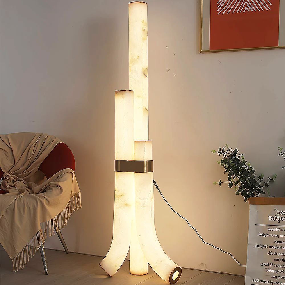 Торшер геометрический с тремя мраморными плафонами Marble Tripod