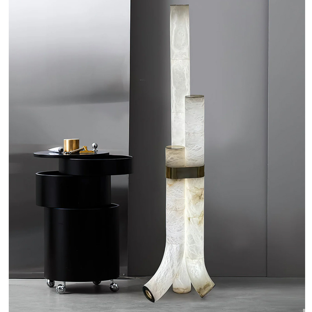 Торшер геометрический с тремя мраморными плафонами Marble Tripod