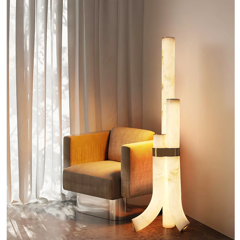 Торшер геометрический с тремя мраморными плафонами Marble Tripod