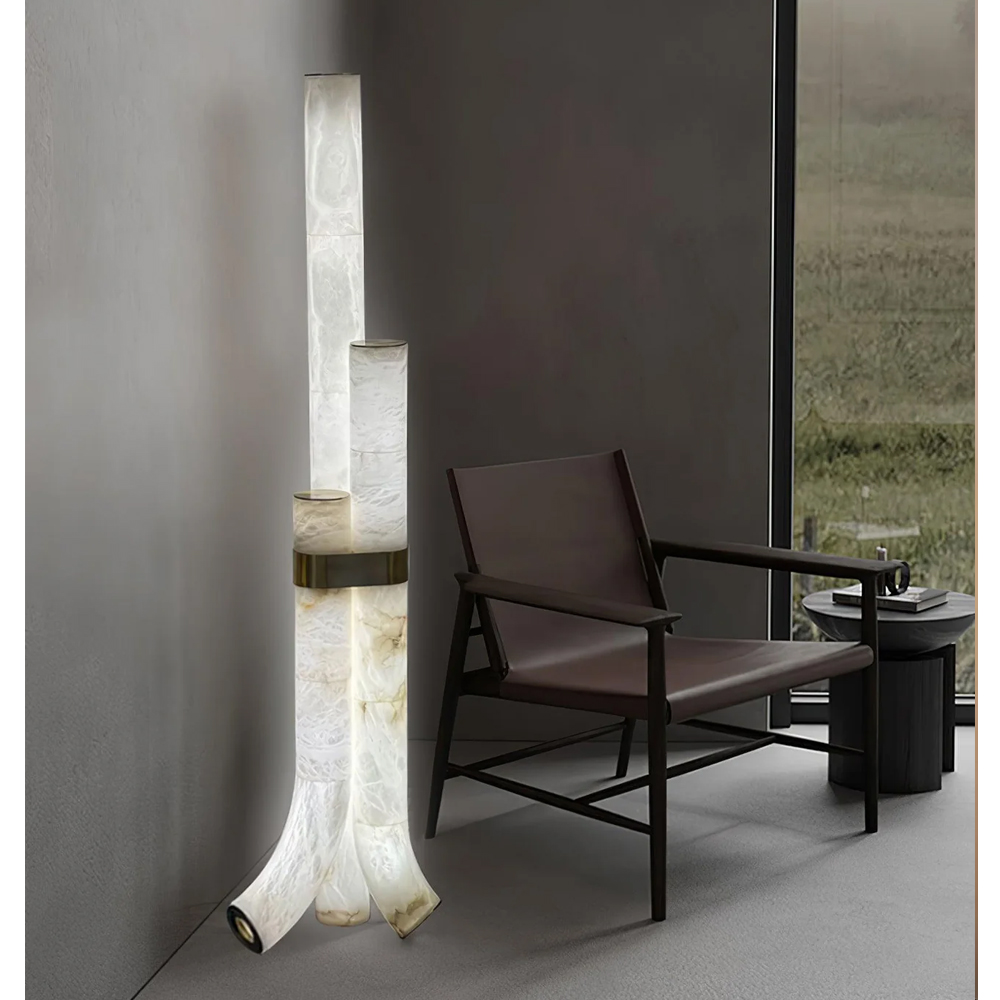 Торшер геометрический с тремя мраморными плафонами Marble Tripod