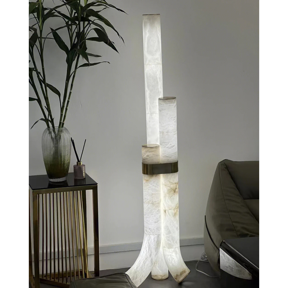 Торшер геометрический с тремя мраморными плафонами Marble Tripod