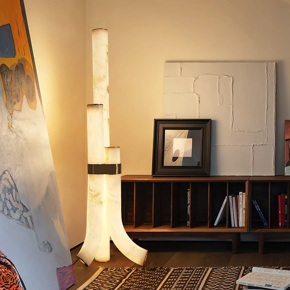 Торшер геометрический с тремя мраморными плафонами Marble Tripod