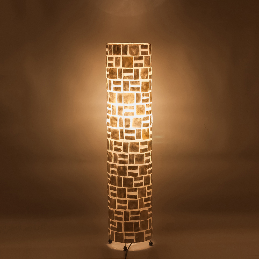 Торшер из перламутра на металлическом каркасе Indonesian Cylinder 2