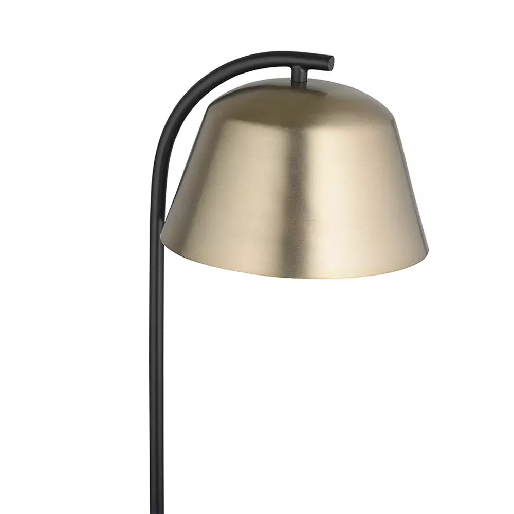 Торшер на изогнутом основании в сочетании черного и золотистого цвета Stable Base