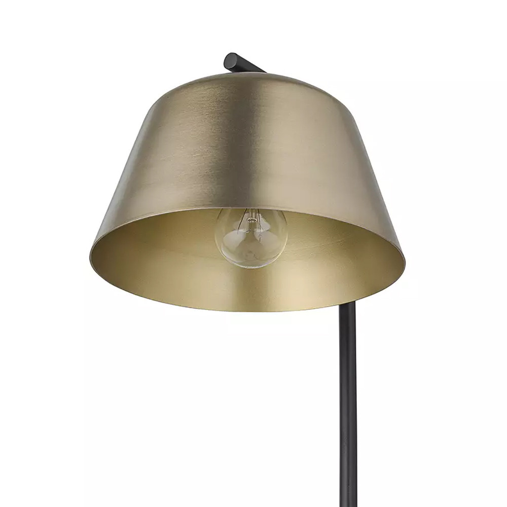 Торшер на изогнутом основании в сочетании черного и золотистого цвета Stable Base