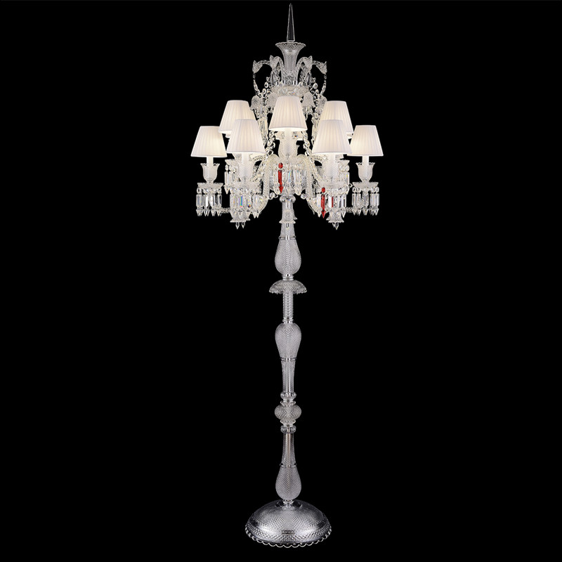 Торшер с 12-ю белыми текстильными абажурами и хрустальными подвесками Lustre Reverie