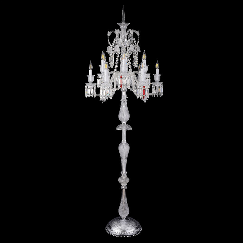 Торшер с 12-ю белыми текстильными абажурами и хрустальными подвесками Lustre Reverie